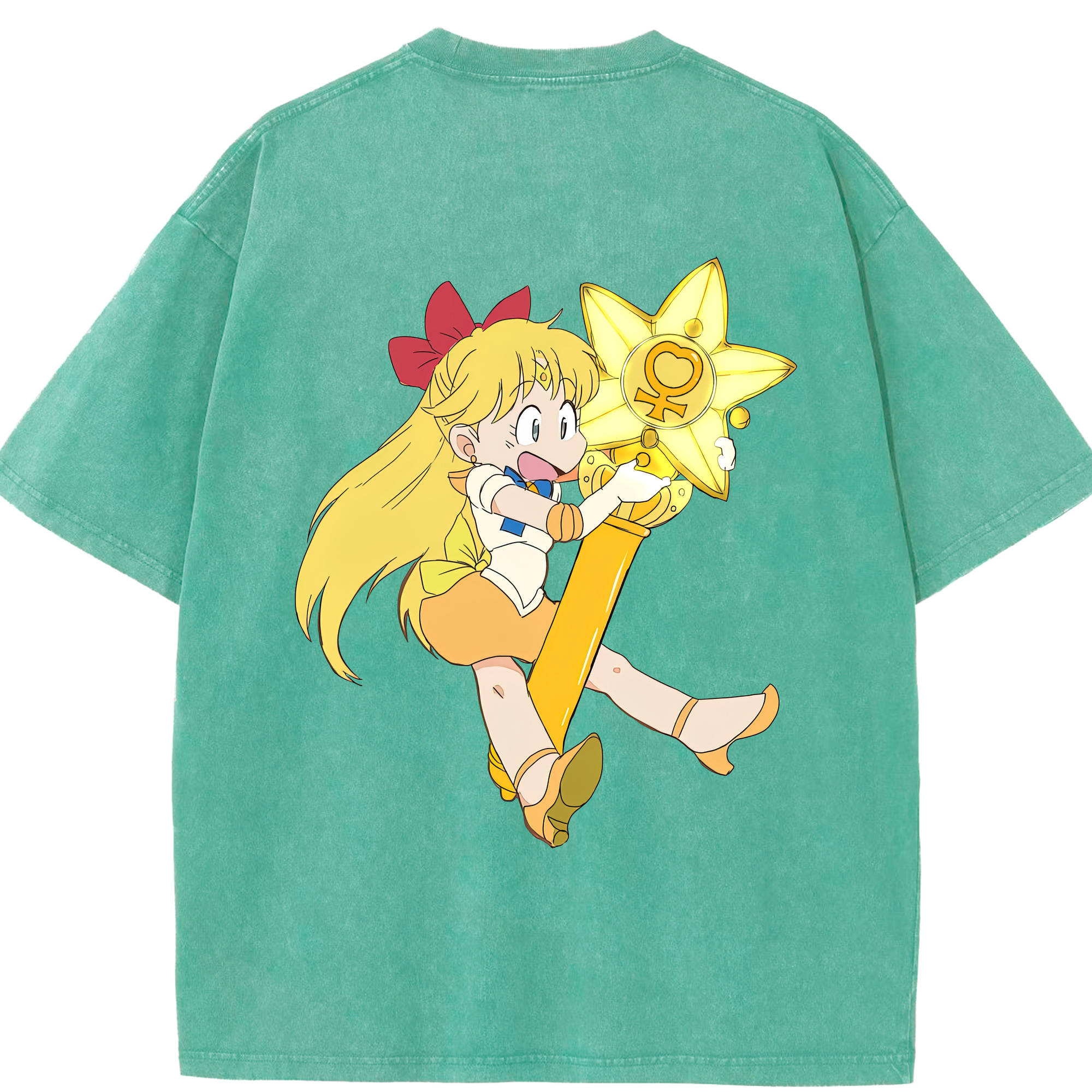 （画像用） 美少女戦士セーラームーン 愛野 美奈子 あいの みなこ Sailor Moon Aino Minako 綿100% ヴィンテージ風 半袖Tシャツ（背面プリント）